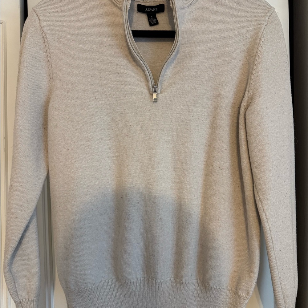 Alfani Cream Quarter Zip Up Sweater